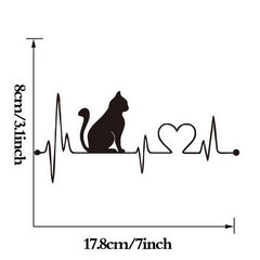 Cat with Cartoon ECG Decals Anime Bathroom Wall Stickers