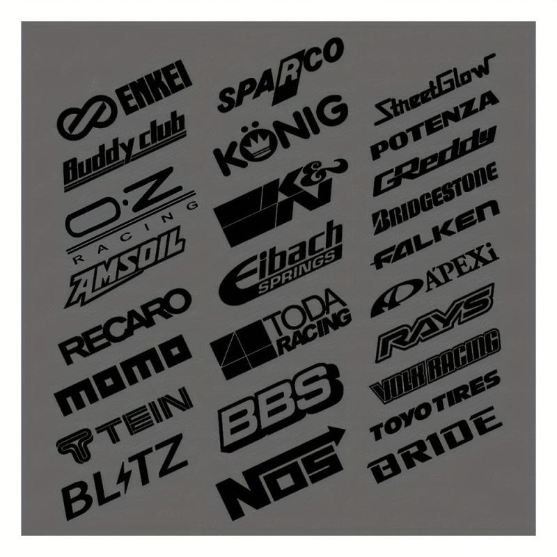 13pcs Racing Sponsor Logos Set Reflective Vinyl Decals