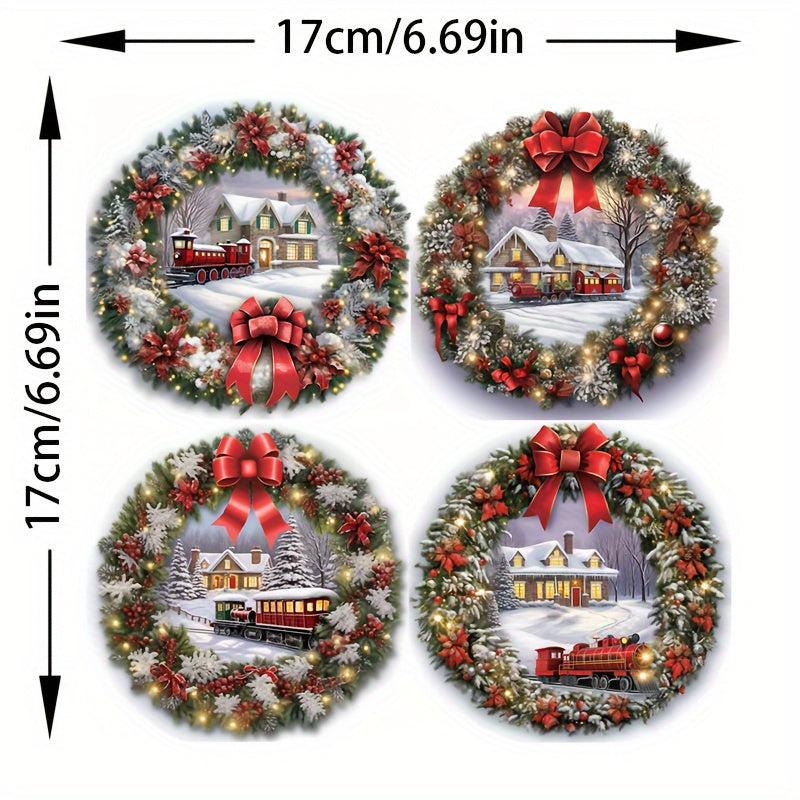 Christmas Wreath Window Sticker DIY Glass & Wall Decor Home