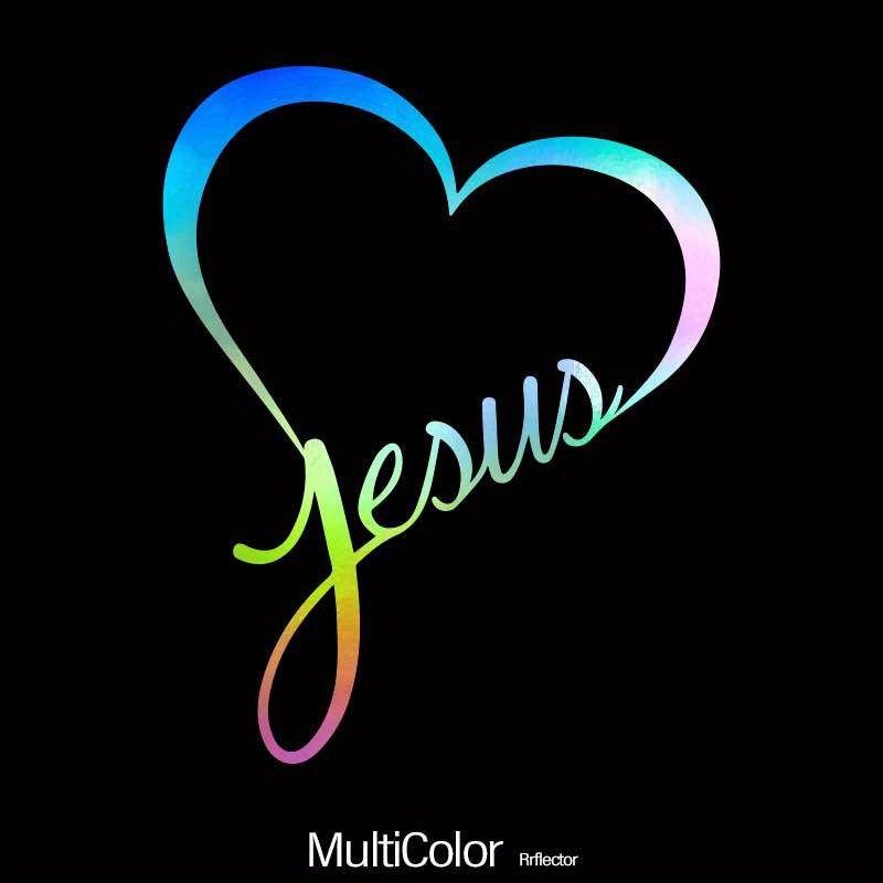 Reflective JESUS HEART Vinyl Car Decal Sticker