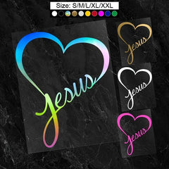 Reflective JESUS HEART Vinyl Car Decal Sticker