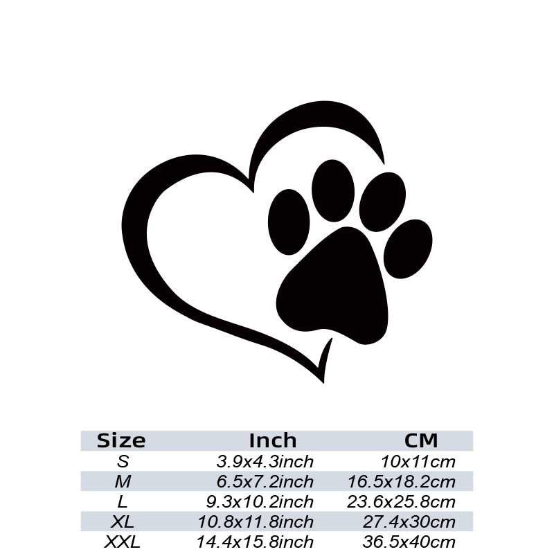 Heart Shaped Dog Paw Print Car Sticker