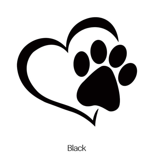 Heart Shaped Dog Paw Print Car Sticker