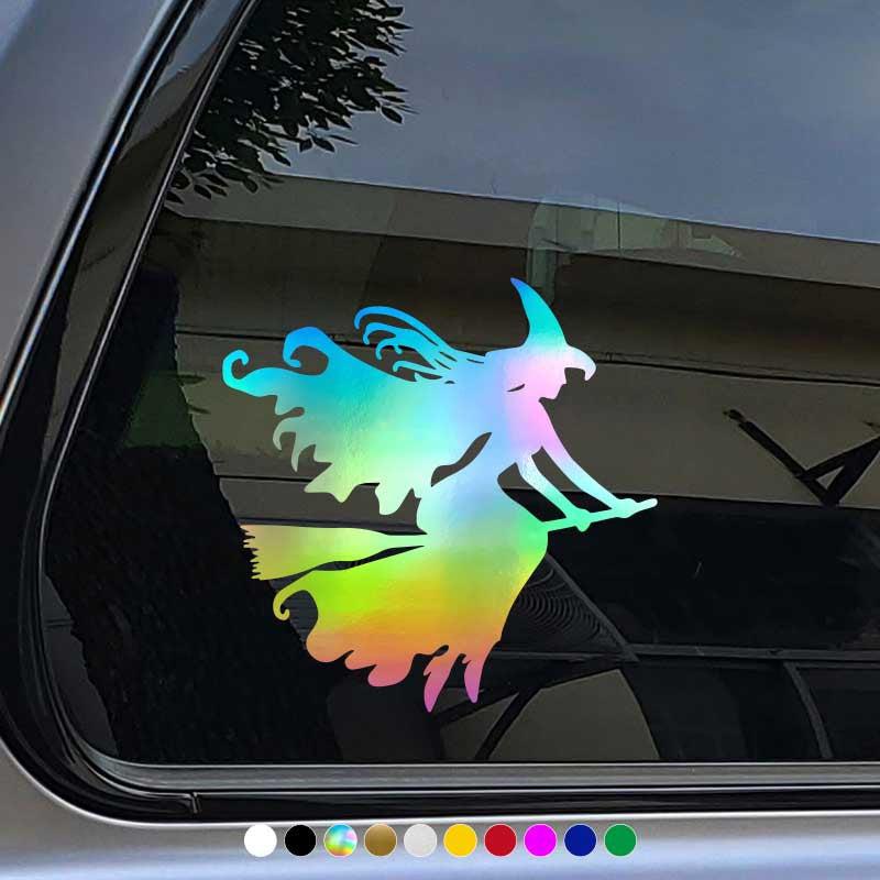 Witch On Broomstick Sticker for Halloween Fun