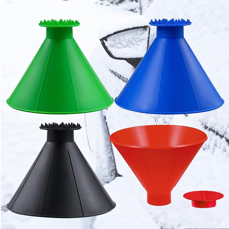 4pcs Ice Scrapers for Car Windshield Snow Scraper Funnel Cone Shape