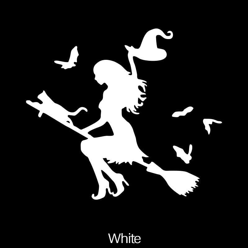 Spooky Witch on a Broomstick Car Sticker