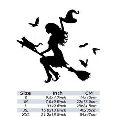 Spooky Witch on a Broomstick Car Sticker