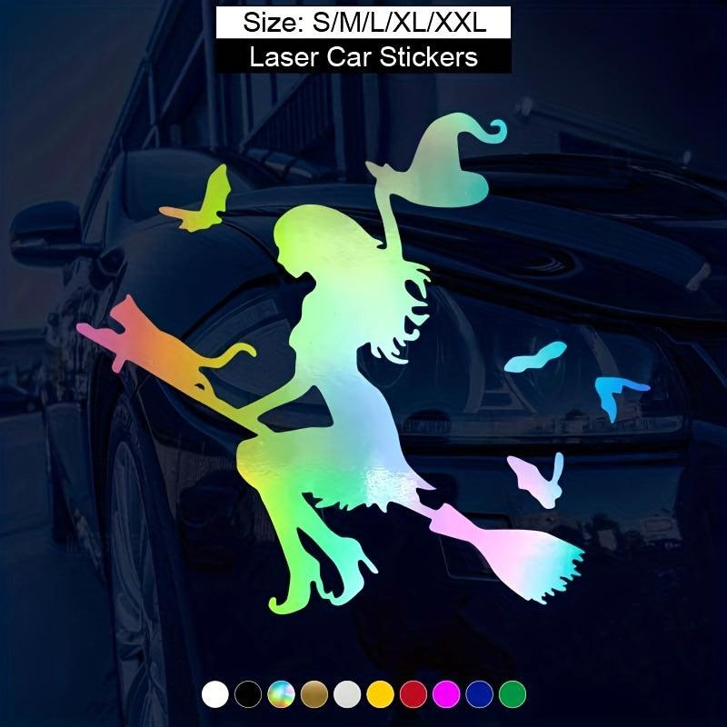 Spooky Witch on a Broomstick Car Sticker