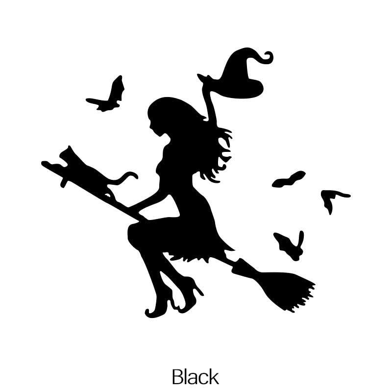 Spooky Witch on a Broomstick Car Sticker