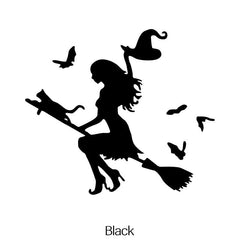 Spooky Witch on a Broomstick Car Sticker