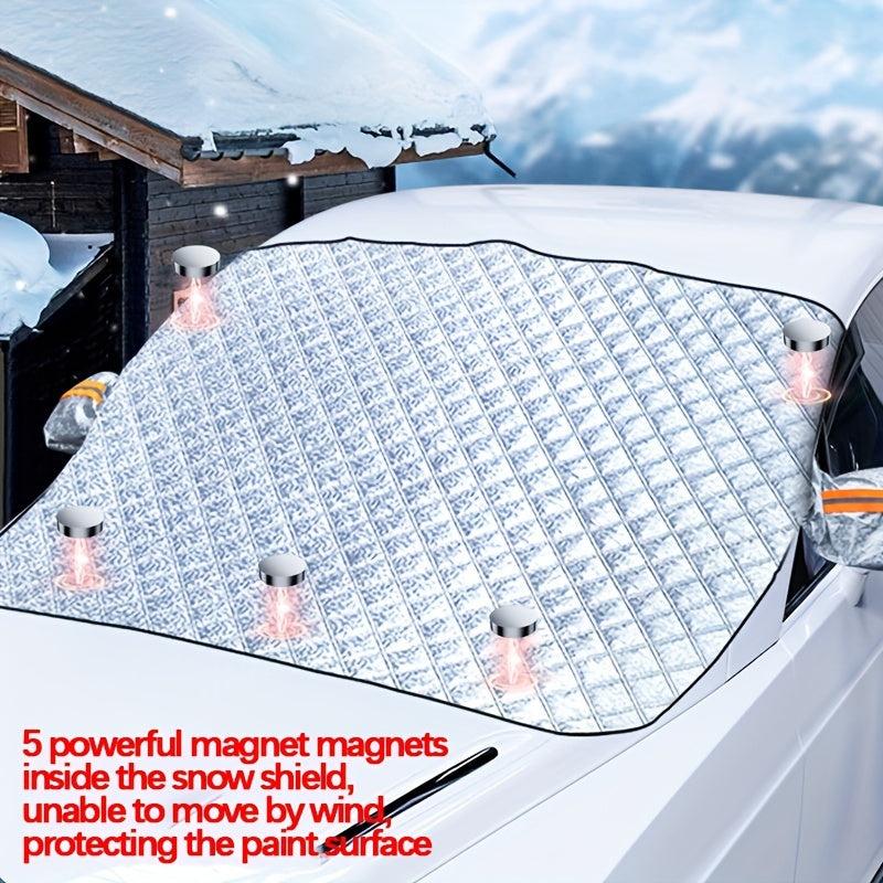 Car Snow Cover PE Aluminum Film 5 Magnets Winter Front Windshield Snow Cover