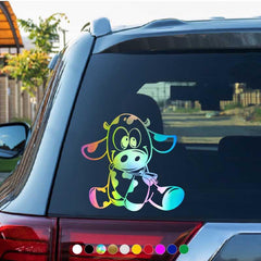 Baby Milk Cow Car Stickers Cartoon Animals Reflective Vinyl Stickers