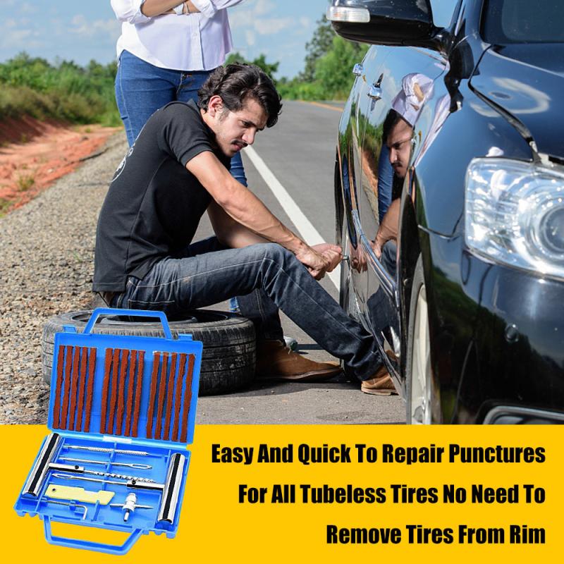 Car Tubeless Tire Repair Kit Puncture Repair Tools With Storage Box