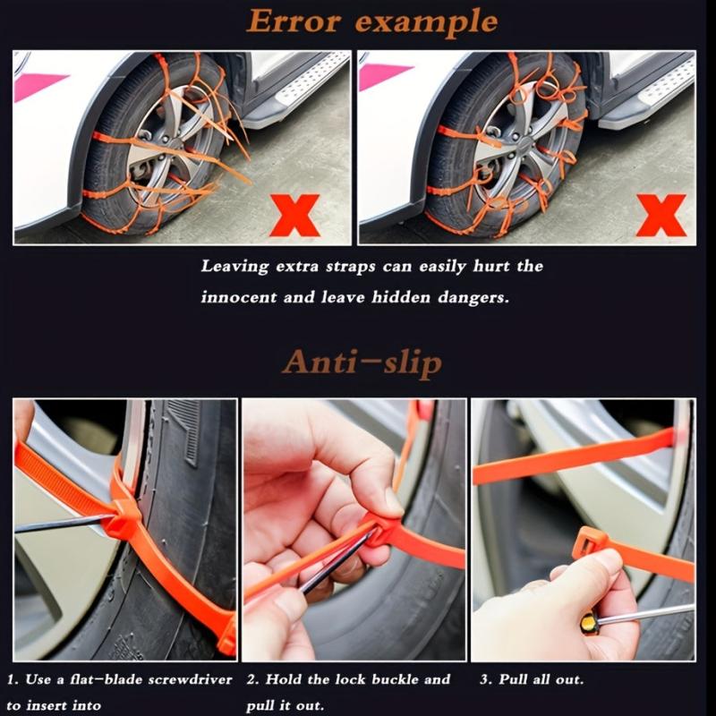 12pcs Snow Tire Chains Car Cable Tire Reusable Antiskid Mud Chains