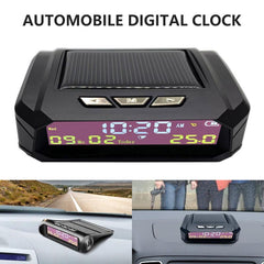 Solar Car Digital Clock Portable Car Thermometer Clock With Date
