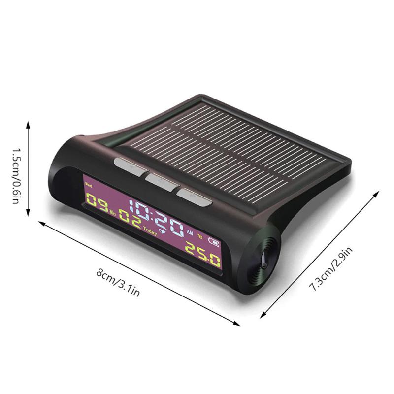 Solar Car Digital Clock Portable Car Thermometer Clock With Date