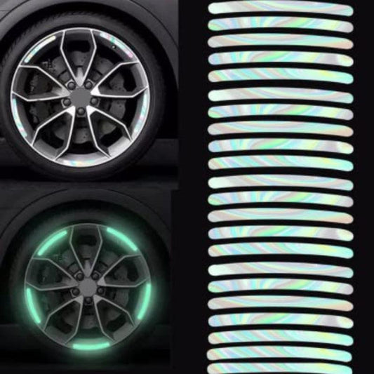20PCS Reflective Car Wheel Stripe Stickers Tire Rim Safety Decorative Stickers