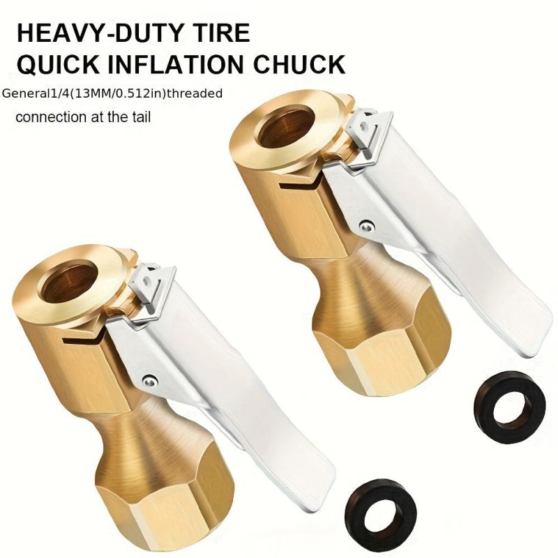Heavy Duty Open Flow Lock On Tire Chuck with Clip - Yellow