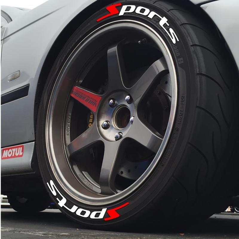 1pc SPORTS Car Tire Letter Stickers Tire Stickers Accessories Decals