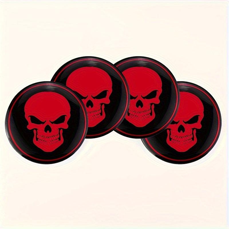 4pcs Skeleton Skull Car Wheel Hub Cap Stickers 56mm