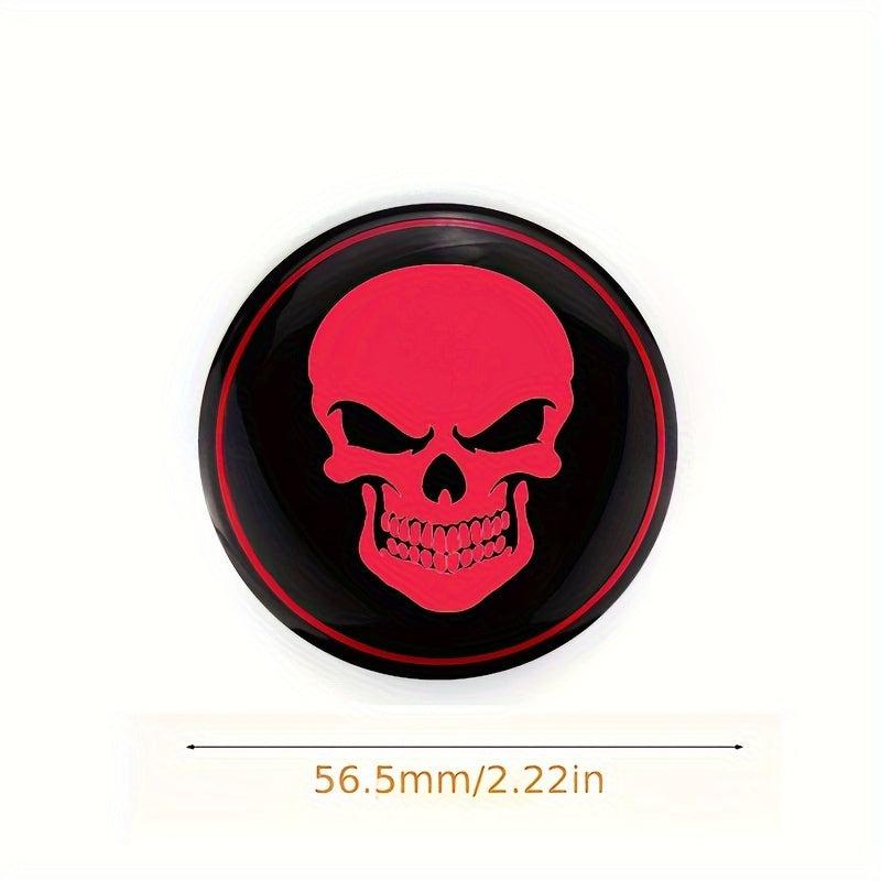 4pcs Skeleton Skull Car Wheel Hub Cap Stickers 56mm