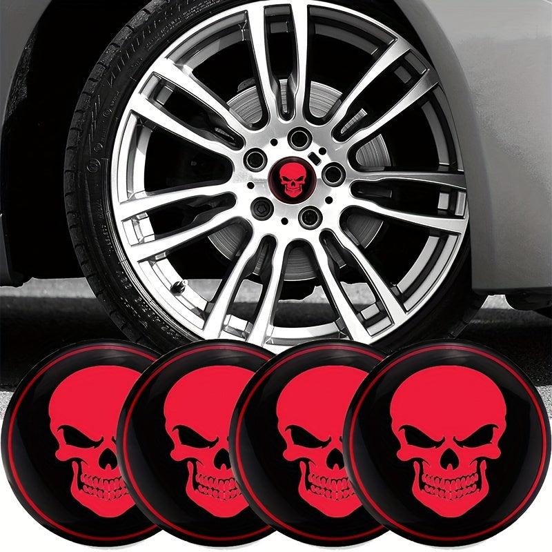4pcs Skeleton Skull Car Wheel Hub Cap Stickers 56mm