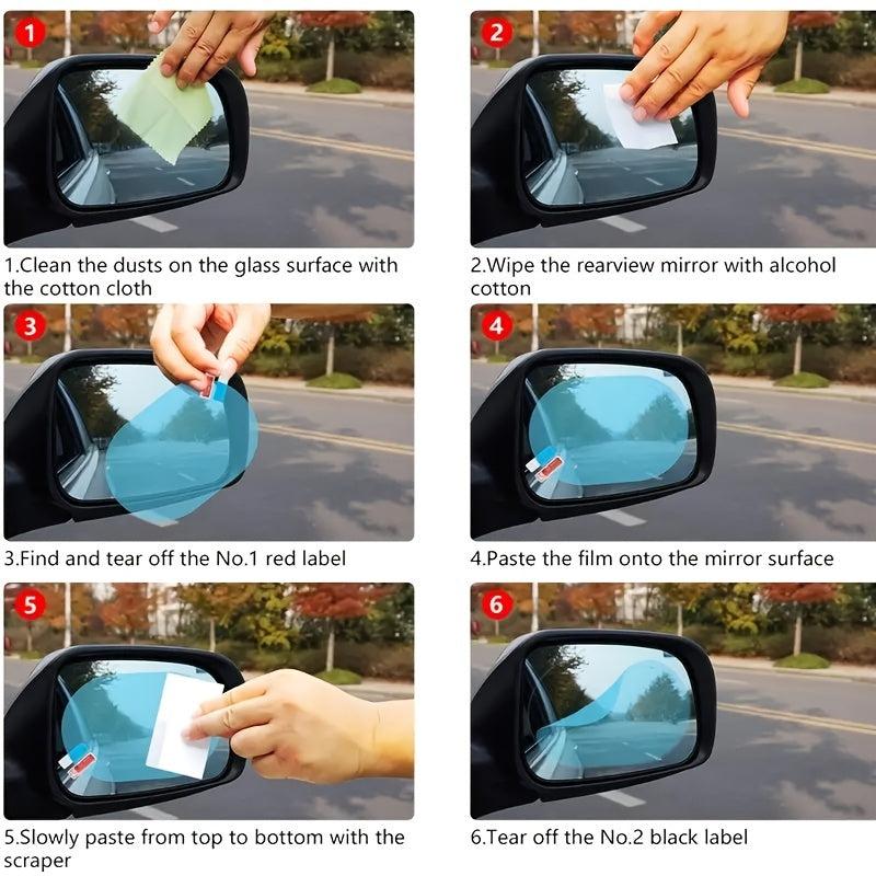 2pcs Car Anti Rain Clear Film Rear Lenses Protection Waterproof Film