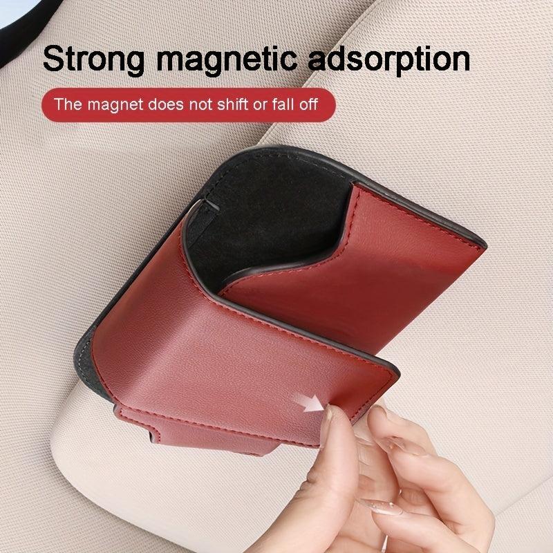 Car Sun Visor Glasses Clip Leather Storage Box