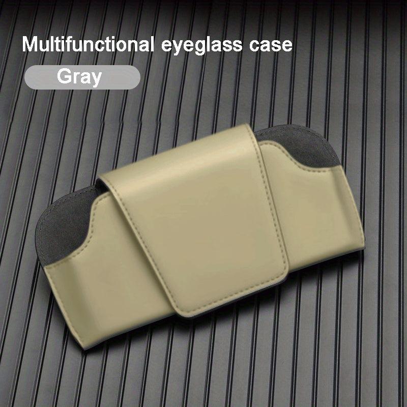 Car Sun Visor Glasses Clip Leather Storage Box