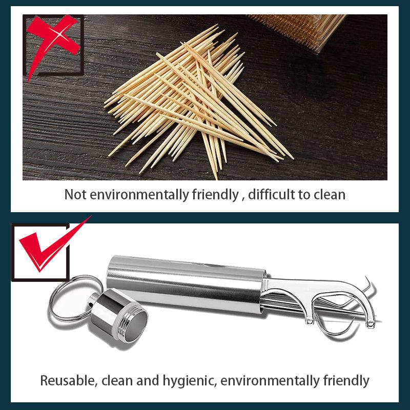 7pcs Stainless Steel Toothpick Set Flossing Reusable Toothpicks
