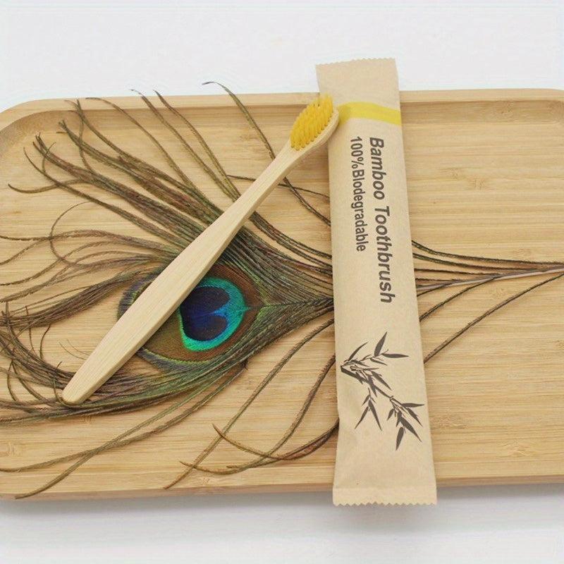 10pcs Bamboo Biodegradable Soft Bristle Toothbrushes
