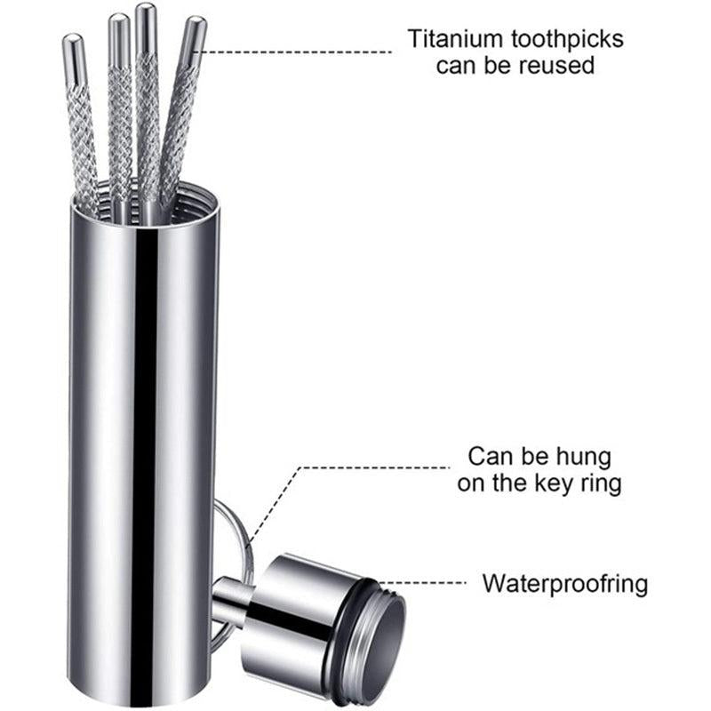 Titanium Steel Toothpicks Dental Floss Outdoor Camping