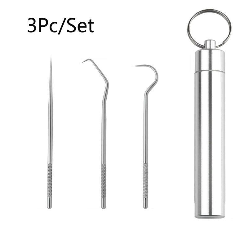 Titanium Steel Toothpicks Dental Floss Outdoor Camping