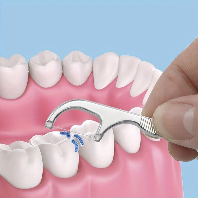 7pcs Stainless Steel Toothpick Dental Floss Set Portable Storage Tube