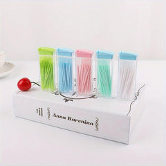 50pcs Portable Plastic Double Floss Toothpick for Oral Care