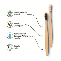 4pcs Bamboo Toothbrushes BPA Soft Bristles Eco Friendly