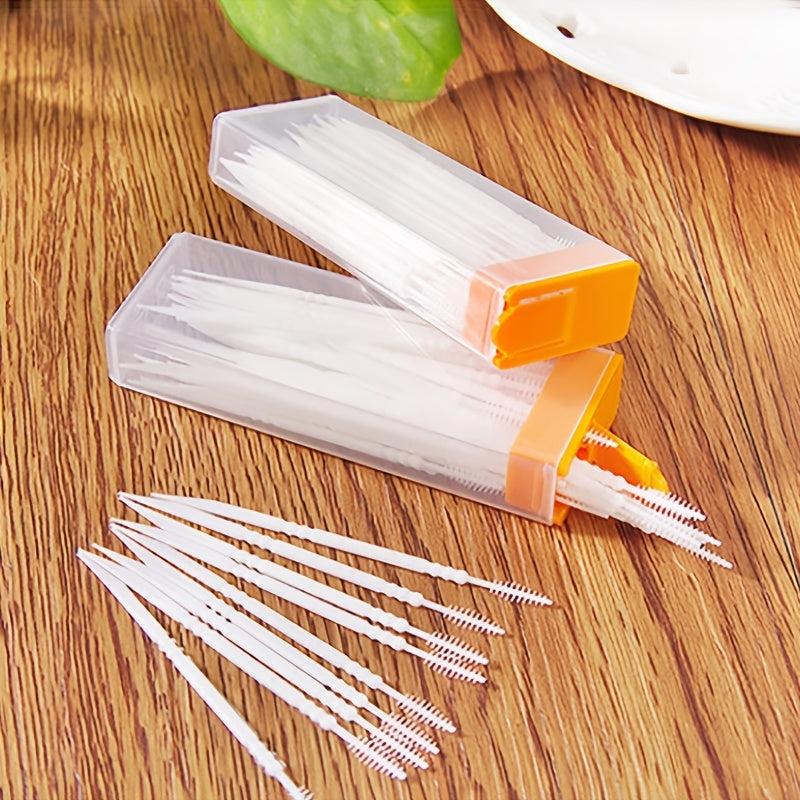Portable Plastic Cleaning Toothpick Travel Double Floss Dental Stick