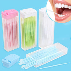 Portable Plastic Cleaning Toothpick Travel Double Floss Dental Stick
