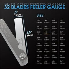 Stainless Steel 32 Piece Combination Feeler Gauge Inch Electronic Instrument