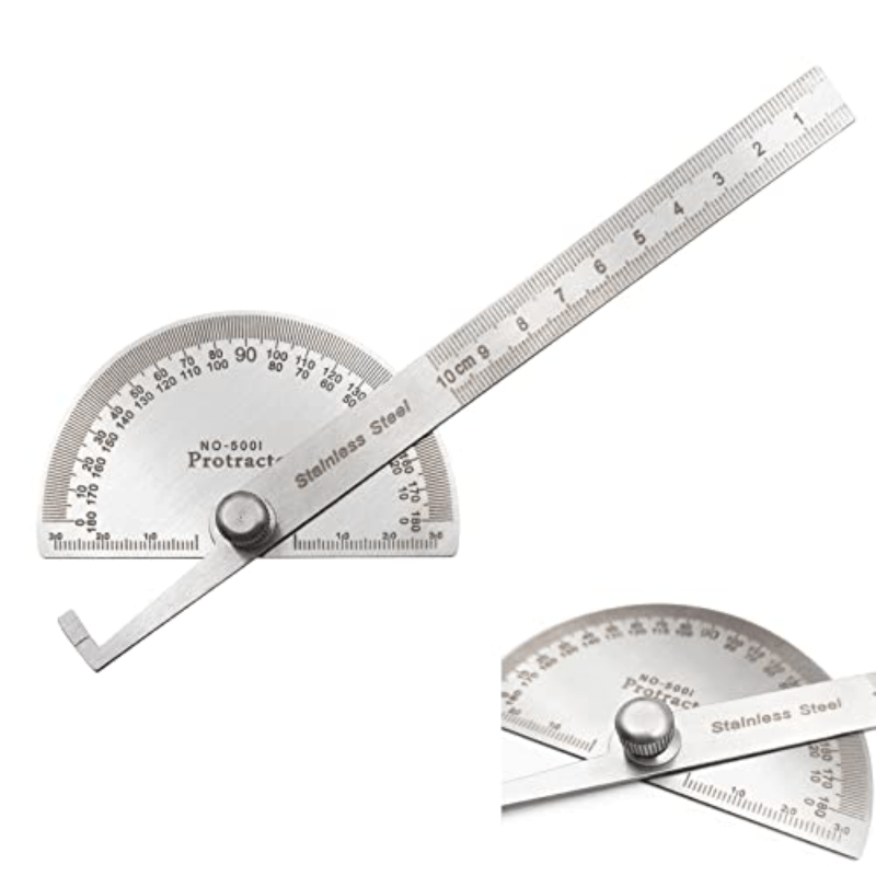 Stainless Steel Angle Ruler 0-180 Degrees Woodworking Tool