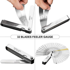 Metric Stainless Steel 32 Blades Feeler Gauge 0.04-0.88MM Thickness