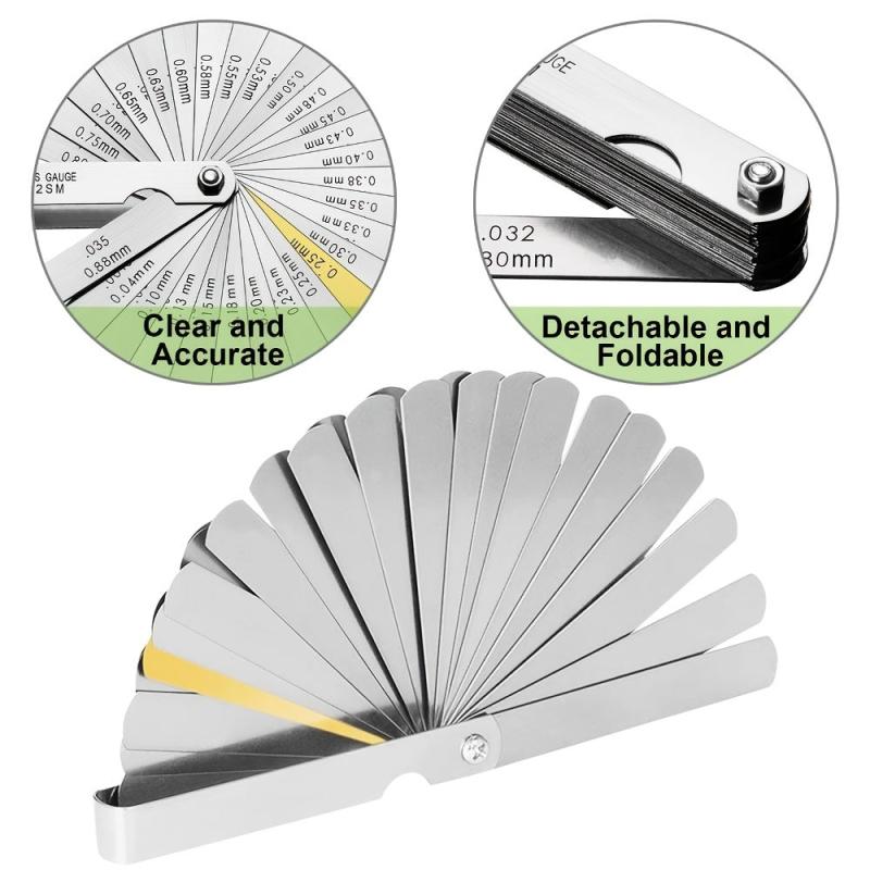 Metric Stainless Steel 32 Blades Feeler Gauge 0.04-0.88MM Thickness