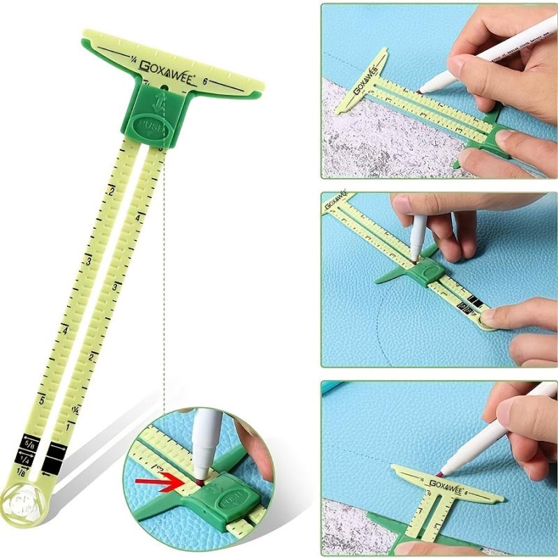 5 in 1 Sliding Ruler Multifunctional Quilting Plastic Drawing Triangle Ruler