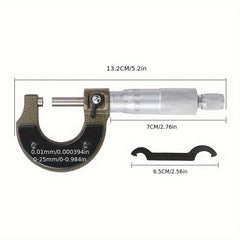 0-25MM Spiral Micrometer High Hardness Alloy Head Micrometer