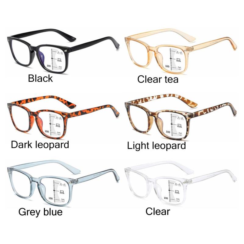 Square Progressive Reading Glasses Anti Light Presbyopic Glasses Spring Hinge