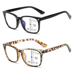 Square Progressive Reading Glasses Anti Light Presbyopic Glasses Spring Hinge