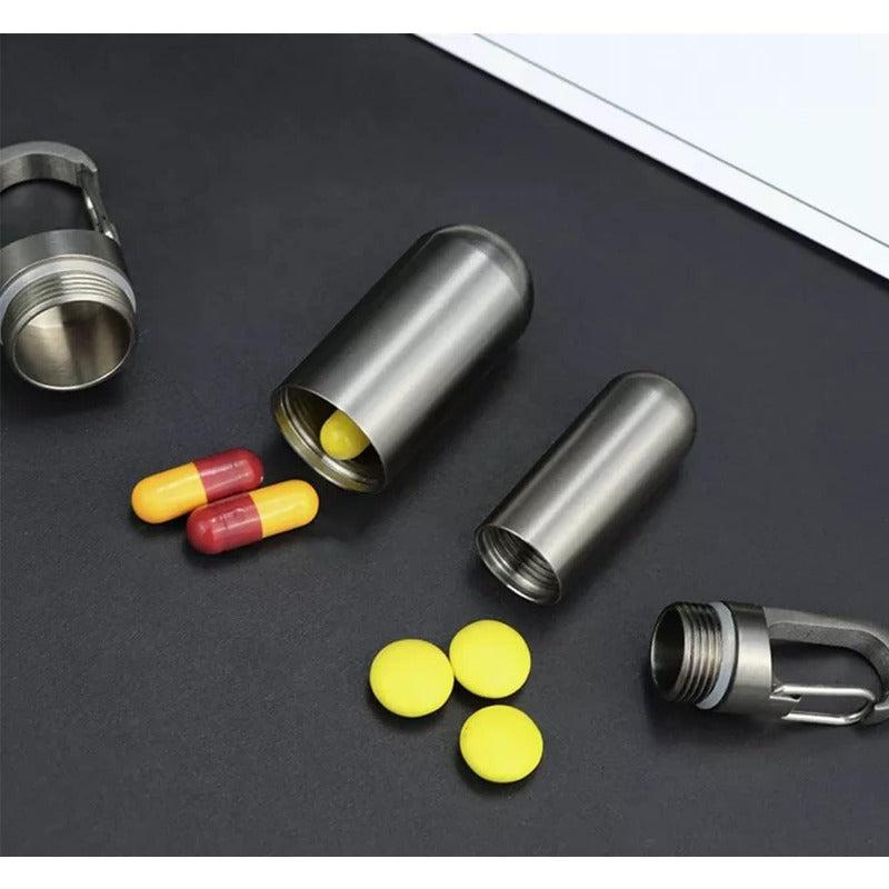 Portable Waterproof Pill Case Titanium Travel Pill Container Keychain