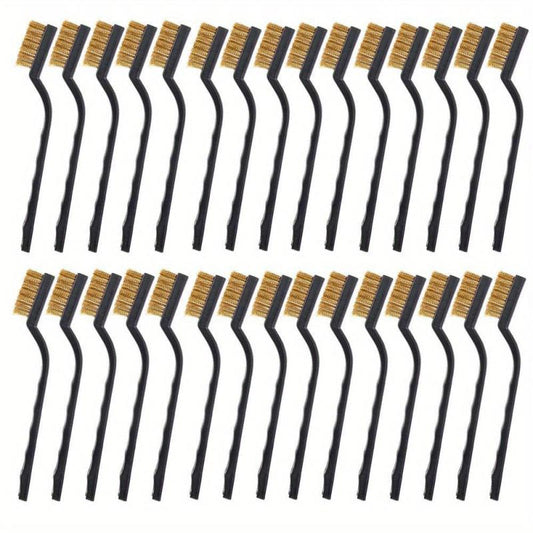 30pcs Mini Wire Brush Stainless Steel Curved Handle Masonry Brush