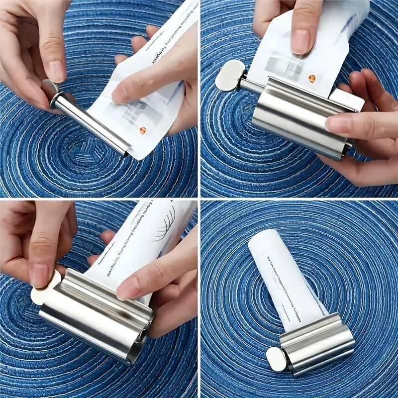 Stainless Steel Toothpaste Squeezer & Holder Set