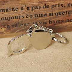 10X Pocket Magnifier with Metal Jewelry Lens & Keychain
